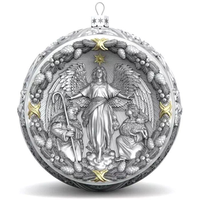 Gift set with balls and the icon "Jesus Christ" made of silver, 2 balls
